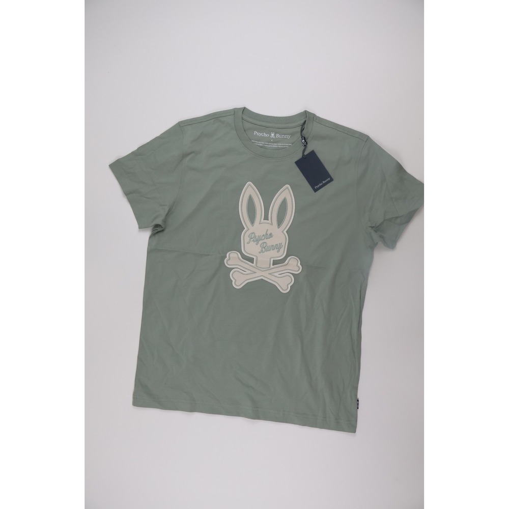 Psycho Bunny NEW T-Shirt Derek Center Graphic Iceberg Green 4 Pima Cotton $70